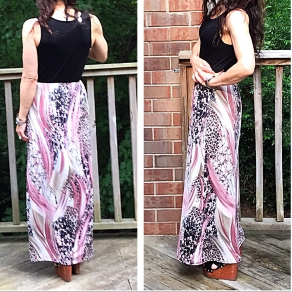 1LEFT2/$20CLOSET CLOSING Pink &Black Maxi Dress - Picture 3 of 3